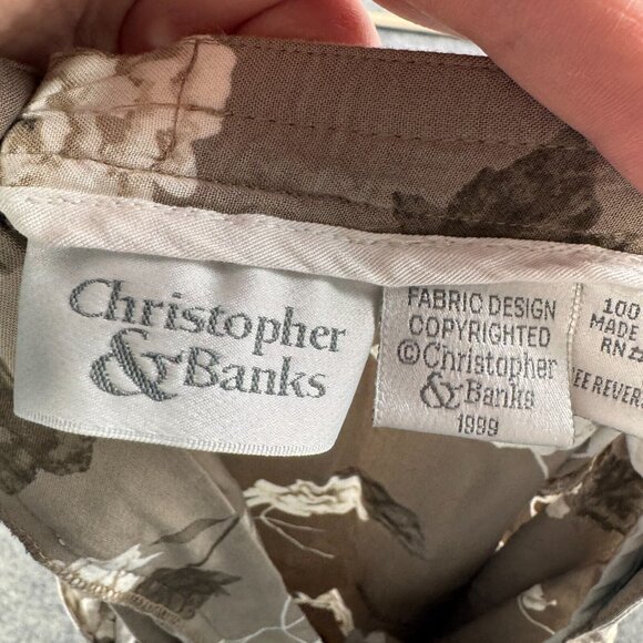 Christopher & Banks Skirt Womens M Beige Floral Maxi VTG 90s 1999 Y2K Modest - Picture 3 of 10